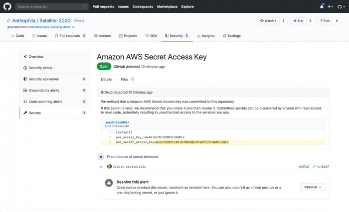 Secret Scanning (Bild: Github)